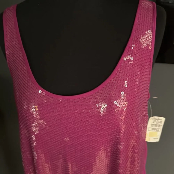 RN Convertible fuschia stretch jersey knit sequin front flowy tank midi. NWT. Sm - Picture 2 of 5